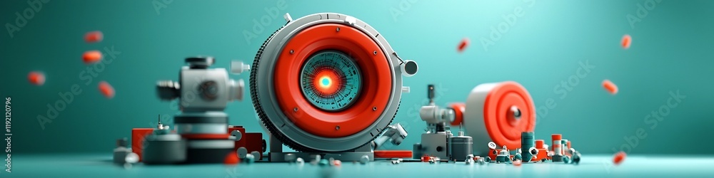 Poster a 3d rendered image of a sophisticated spectrometer device accurately measuring and displaying the f