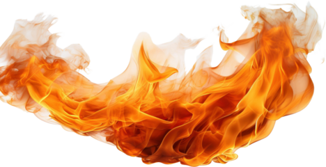 Fiery abstract blaze orange and white flames burning fire hot inferno isolated transparent background