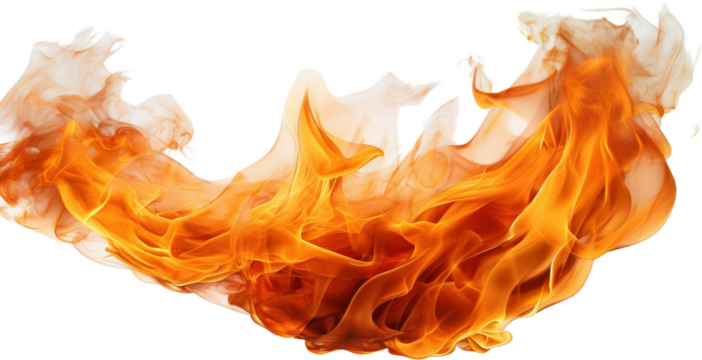 Fiery abstract blaze orange and white flames burning fire hot inferno isolated transparent background - Powered by Adobe