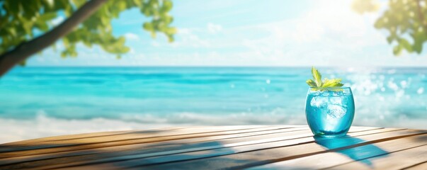 A vibrant tropical cocktail on a beachside table summer vacation relaxation exotic lifestyle and colorful visual appeal