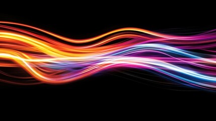 Naklejka premium Abstract digital art of colorful light trails swirling into a vortex, representing motion, energy, and modernity