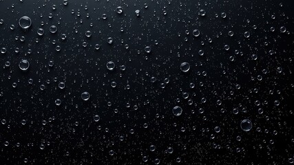 Fototapeta premium Liquid Glass Droplets Mockup - Black Surface, Flat Lay