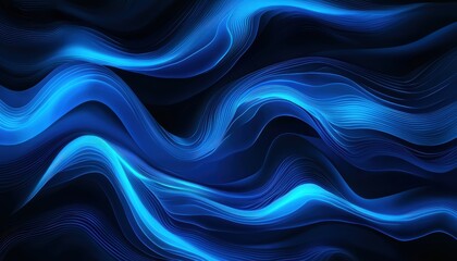 Abstract waves in shades of blue over a black background dynamic movement versatile for graphic and digital uses