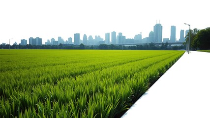 Lush Green Field Meets Cityscape - Stunning Aerial View