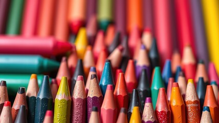 Obraz premium Multicolored Crayons Macro - Bright, Detailed PNG