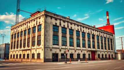 Fototapeta premium Montreal Suburban Industrial Facade - AI Photorealistic