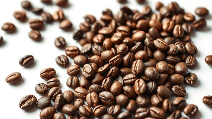 Obraz premium Roasted Coffee Beans Isolated - High-Resolution, Detailed, Bright, Studio Shot