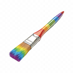 Abstract 3d Three dimensional artist brush with glossy colourful painting isolated on white background	
