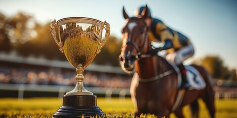 Golden Trophy and Blurred Racehorse