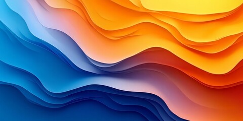 Fototapeta premium Abstract orange blue gradient background, dynamic shadows texture, presentation slide, high contrast, Generative AI