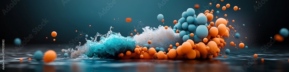 Poster mesmerizing wave packet dispersion in dynamic 3d digital rendering vibrant and futuristic of wave pa
