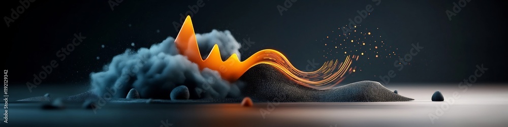 Poster a captivating 3d animation depicting the dynamic reflection of a wave packet and the resulting intri