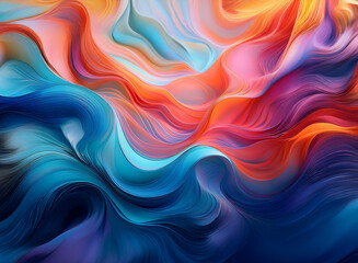 Obraz premium Abstract art with vibrant, swirling colors creating a dynamic, flowing composition against a dark background. The image evokes movement and energy.