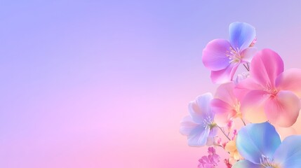 Colorful Holographic Floral Frame for Greeting Cards, Banners, and Designs with Blank Center for Text