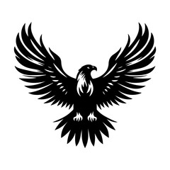 Majestic Eagle Silhouette in a Dynamic Pose with Bold Spread Wings Representing Power and Victory