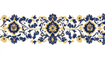 Elegant Islamic Border Design in Navy and Gold Colors