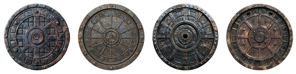 Fototapeta premium Manhole isolated on transparent background, Set of