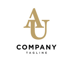 Letter A U Elegant Monogram Logo Icon Vector