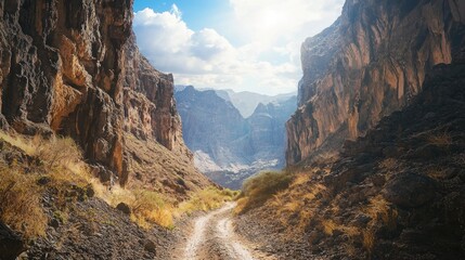 Majestic Mountain Canyon Path: A Breathtaking View