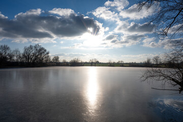 Fototapeta premium ice cover on the lake