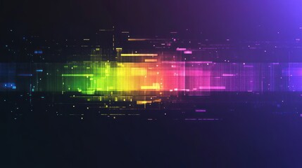 Fototapeta premium Futuristic Cyberpunk Glitch Background in Blue, Green and Purple with Retro Aesthetic and Neon Halftone - Perfect for Webpunk, Raves, and Techno!