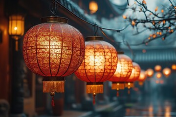 Fototapeta premium lantern on chinese new year night