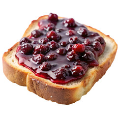 Berry jam toast isolated on transparent background