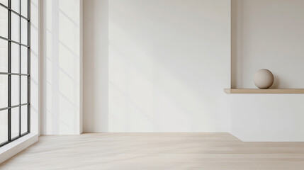 Modern minimal interior design featuring natural light and simple decor elements