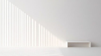 Minimalist interior with shadows creating patterns and light textures