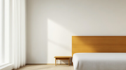 Modern bedroom interior with natural light in a peaceful setting