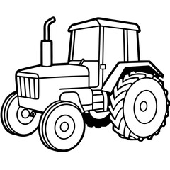 Minimalist Tractor Line Art Design