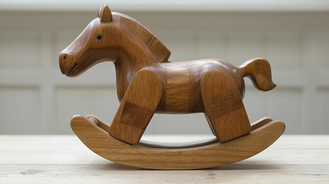 Wooden rocking horse for children's play.