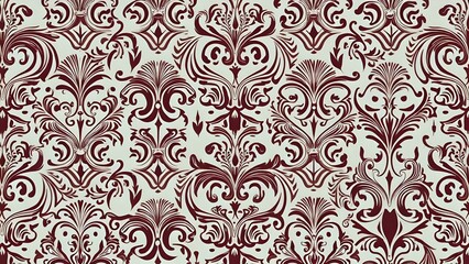 Fototapeta premium Red and Pink Vintage Damask Pattern with Royal Victorian Elegance for Wallpapers
