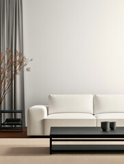 Modern living room featuring minimalist design with neutral colors and elegant decor