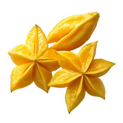 Fototapeta premium Fresh juicy star fruits carambola tropical fruit vitamin c healthy food isolated transparent background