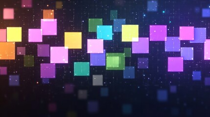 Pixelated Retro Game Glitch Noise Texture in Neon Yellow, Purple, and Green - Seamless Loop VJ Pattern for Psychedelic SS Background