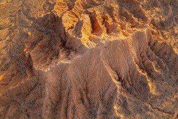 Scenic abstract patterns of a desert-like landscape of 'Mars' canyon