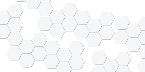 Geometric technology white hexagon background. Abstract vector illustration Science technology and medical concept hexagon on transparent background.