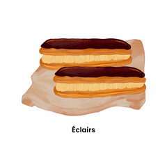 Pastries and Bread Illustration Eclairs