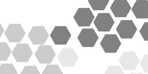 Geometric technology white and grey hexagon background. Abstract vector illustration Science technology and medical concept hexagon on transparent background.