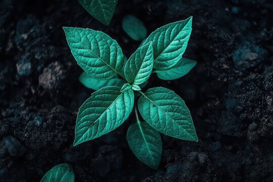 A plant with vibrant green leaves emerging from dry, cracked soil, representing hope and the possibility of regrowth.