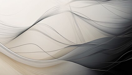 Abstract flowing black and white patterns blending harmoniously, emphasizing smooth, delicate lines and gradients