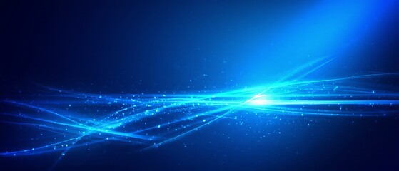 Abstract design features futuristic energy technology with digital light rays on a blue background. Generative AI