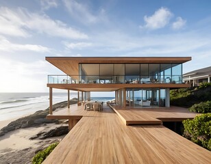 Modern Coastal Home With Expansive Ocean View Deck