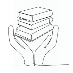 Single line continuous drawing of Opened book with pages one line drawing outline vector art illustration	