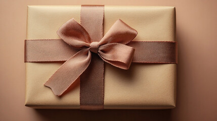 Isolated objects featuring a beautifully wrapped gift box with a bow against a neutral background