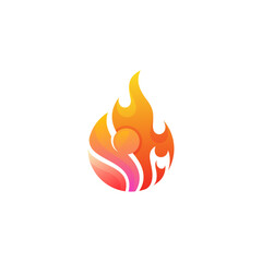 Flame logo and people care design combination, danger logos