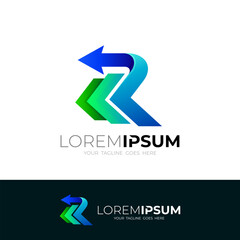 R logo and arrow design company, triangle logos