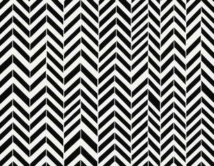 Black and White Chevron Pattern: Seamless Geometric Textile Design for Fashion and Interior Decoration