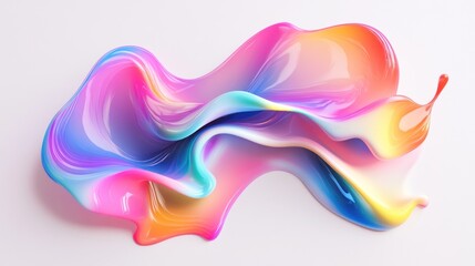 Obraz premium An abstract rainbow-colored decorative shape with dynamic liquid splashes, featuring vibrant gradients and fluid motion on a clean white background